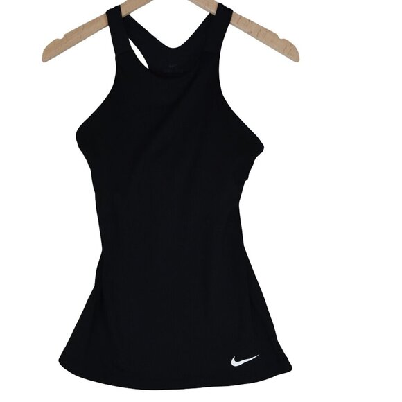 NWT Nike Tank TopNike Dri-FIT Black Racerback Tank Top Size S Built-In Shelf Bra - Picture 1 of 7